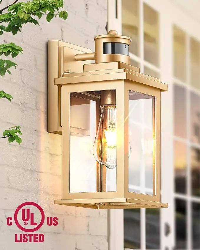 VIANIS Motion Sensor Outdoor Wall Lights Sconce, 2 Pack Dusk to Dawn Outdoor Light Fixture, Gold Waterproof Outdoor Motion Sensor Light for House, Doorway, Entryway, Garden,Hardwired, Non-Solar by GreenHaven Gardens