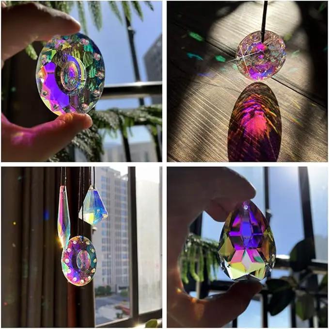 H&D HYALINE & DORA 10pcs Coloful Crystal Chandelier Lamp Lighting Drops Pendants Prisms Hanging Glass Prisms Parts Suncatcher Home Car Decor by GreenHaven Gardens