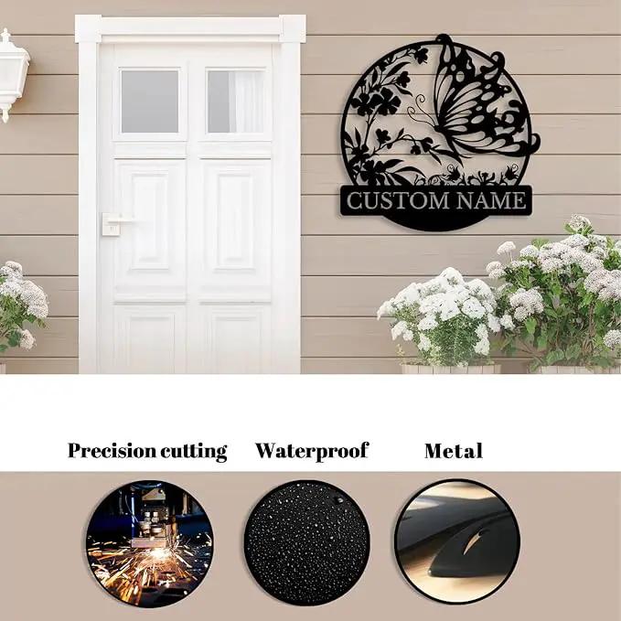 Custom Butterfly Metal Sign,Personalized Butterfly House Number Signs,Personalized Gardener Name Sign,Garden Patio Wall Decor (Style-3) by GreenHaven Gardens