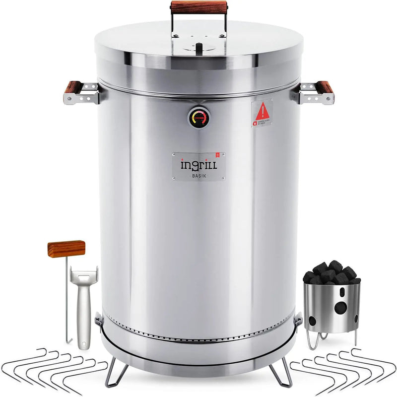Charcoal Grills - Basic 40 lbs - Stainless Steel Smoker Grill 3-in-1 for Cooking & Home BBQ - Portable Vertical Smoker Barrel for Outdoor & Camping - Meat Grill with Thermometer & Accessories by GreenHaven Gardens