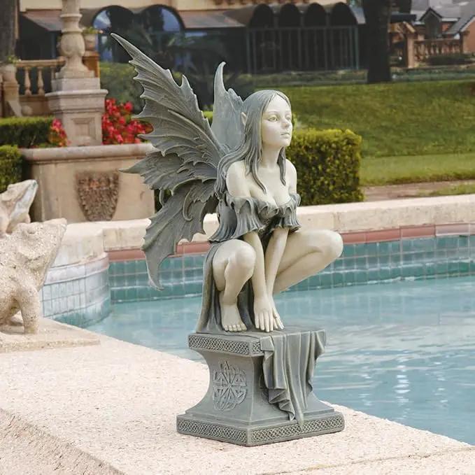 Design Toscano Celtic Fairy's Perilous Perch Outdoor Garden Statue, Large, 19 Inch, Polyresin, Two Tone Stone by GreenHaven Gardens