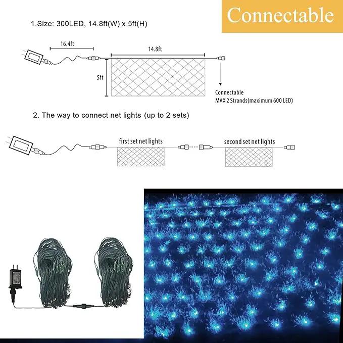 Christmas Decorations Net String Light Outdoor, 14.8ft x 5ft 300 LED White Net Lights Connectable 8 Modes Fairy Mesh Light Plug in for Bushes Tree Garden Home Party Halloween Christmas Decor by GreenHaven Gardens