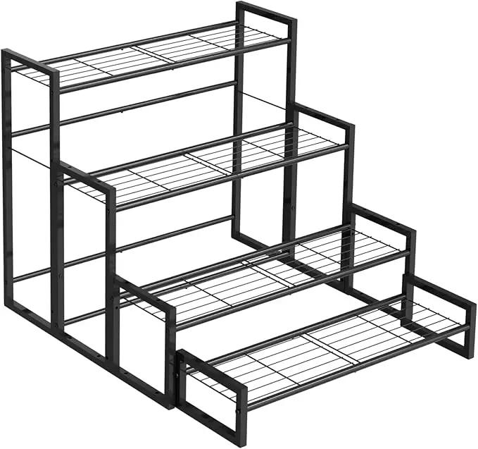 Plant Stand, 4 Tier Stackable Tiered Plant Stand, Scalable Heavy Duty Tall Plant Shelf for Indoor Outdoor, Garden, Display Shelves, Flower Pot Holder, Black by GreenHaven Gardens
