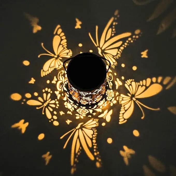 Waterproof Metal Hanging Solar Lantern, Decorative Outdoor Butterfly Light for Garden or Yard Use, Cool/Warm Lighting, 2 Pack by GreenHaven Gardens