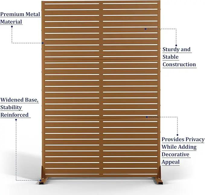 FENCY Outdoor Privacy Screen, 72" H×47" W Metal Privacy Screen, Outdoor Freestanding Privacy Screen & Panels for Deck Patio Balcony(Brown-Louvered) by GreenHaven Gardens