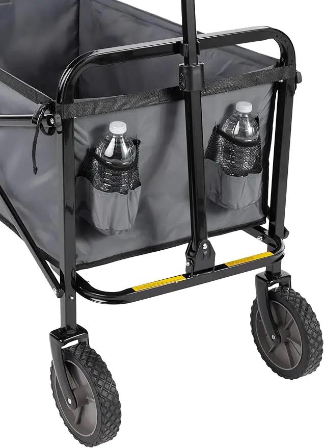 Amazon Basics Collapsible Folding Heavy Duty Utility Wagon for Outdoor Sports, 265 pounds Weight Capacity, Camping, Garden, and Shopping, 27.6 x 40.9 x 20 inches, Gray by GreenHaven Gardens