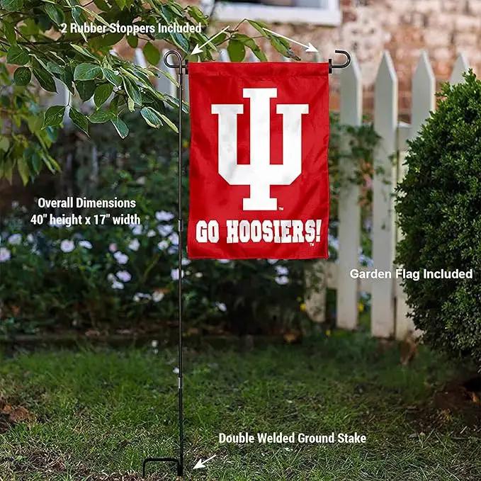College Flags & Banners Co. Indiana Hoosiers Go Hoosiers Garden Flag with Pole Stand Holder by GreenHaven Gardens