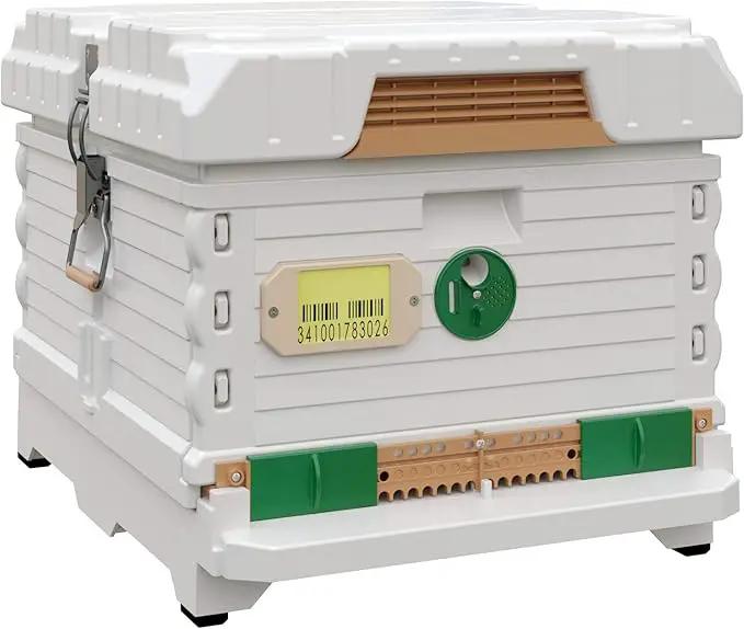 Ergo Insulated 10 Frame Bee Hive Set [NO Frames Included] (Single Hive, White Body Green Entrance) by GreenHaven Gardens