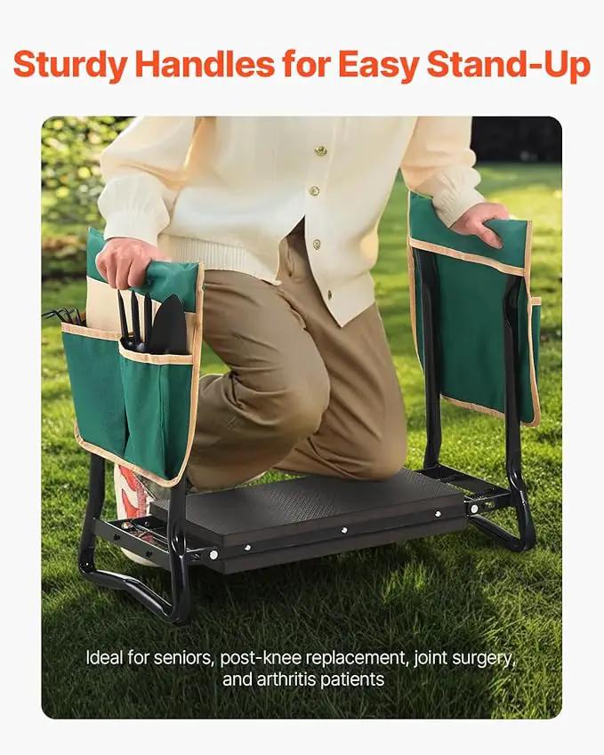 VEVOR Folding Garden Kneeler and Seat Heavy Duty, Widened 8" EVA Foam Pad, Portable Garden Stool with Tool Bags, Gardening Bench to Relieve Knee & Back Pain, Great Gifts for Seniors, Women, Parents by GreenHaven Gardens
