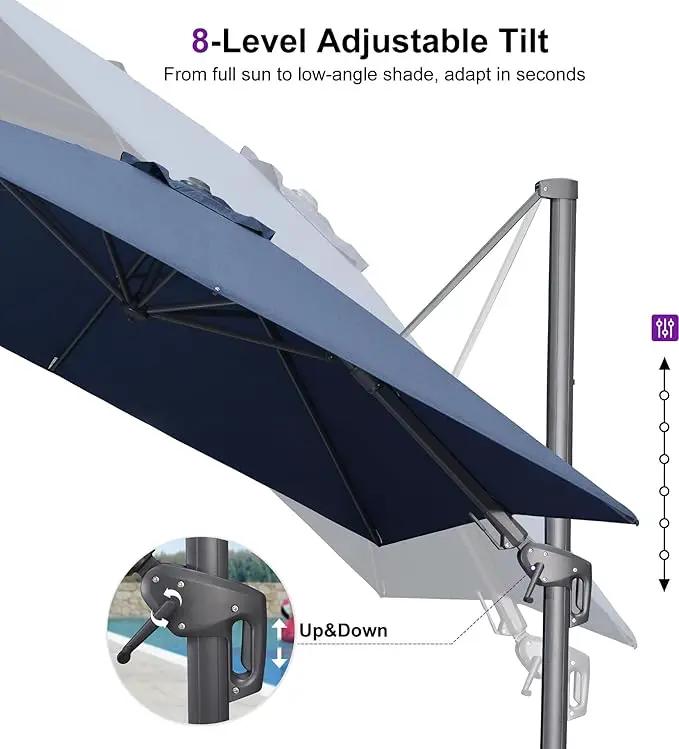 PURPLE LEAF 11.5' X 8' Left-right Tilting Outdoor Patio Umbrella Swivel Offset Cantilever Heavy Duty Rectangle Aluminum Umbrella with UV Resistant for Deck Pool Patio Backyard, Ocean Slate by GreenHaven Gardens
