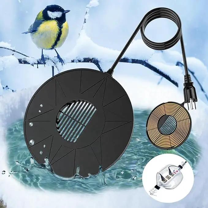 Bird Bath Heater Pond Heater 70W Shallow Water Pond deicer Energy-Saving, thermostatically Controlled Winter Outdoor with a Protective Socket Cover (Single ice Melter) by GreenHaven Gardens