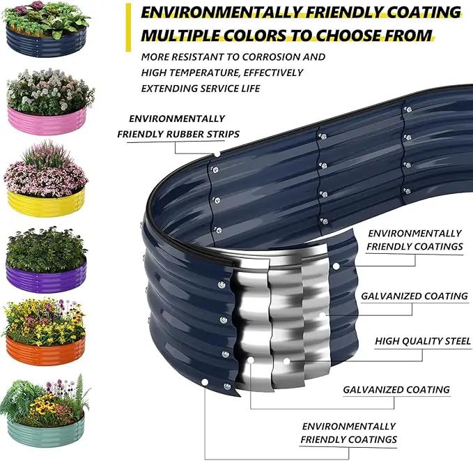 Galvanized Metal Planter Round Raised Garden Bed Kit for Gardening Outdoor，2x2x1ft Grow Garden Box Raised Flower Bed，Round Galvanized Planter Outdoor Metal Fire Pit Ring by GreenHaven Gardens