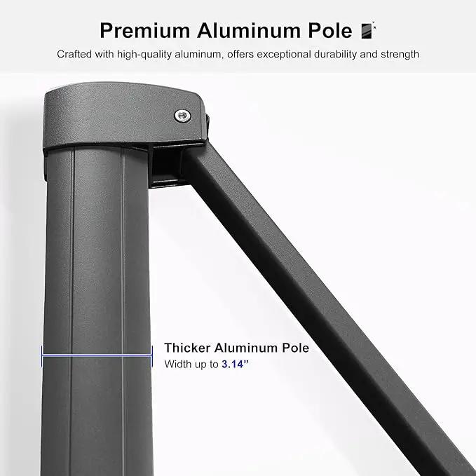 PURPLE LEAF 9' X 12' Left-right Tilting Outdoor Patio Umbrella Swivel Offset Cantilever Heavy Duty Rectangle Aluminum Umbrella with UV Resistant for Deck Pool Patio Backyard, Pebble Grey by GreenHaven Gardens