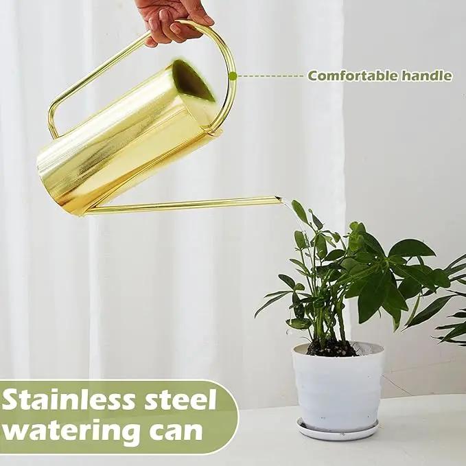 Watering Can for Indoor Plants, 50 oz/1.5L Stainless Steel Watering Can Pot with Long Spout, Garden Watering Cans with Comfortable Handle for Indoor House Plants Bonsai Flower Decorative by GreenHaven Gardens