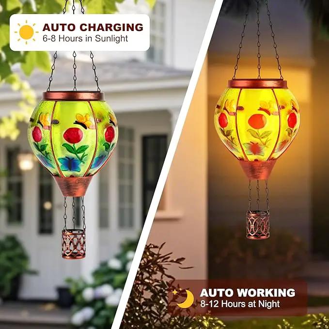 Butterfly Solar Hot Air Balloon Lantern,Outdoor Decor with Flame Lights Waterproof, Hanging for Garden Yard Lawn Patio, Unique Gifts for Women Mom Grandma Gardener for Mother'Day Christmas by GreenHaven Gardens