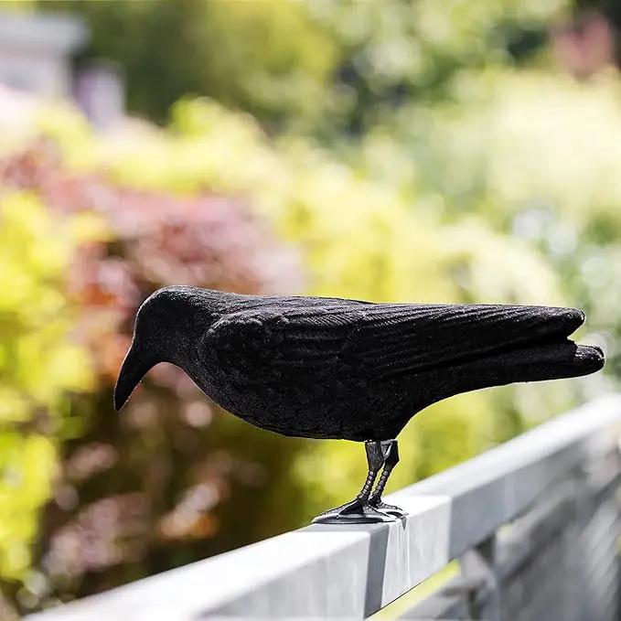 Navaris Crow Statues (Pack of 2) - Fake Black Crow Figure - Crows Bird Figures to Stand or Hang as Halloween Birds Decoration - Yard, Garden, Deck, Patio by GreenHaven Gardens