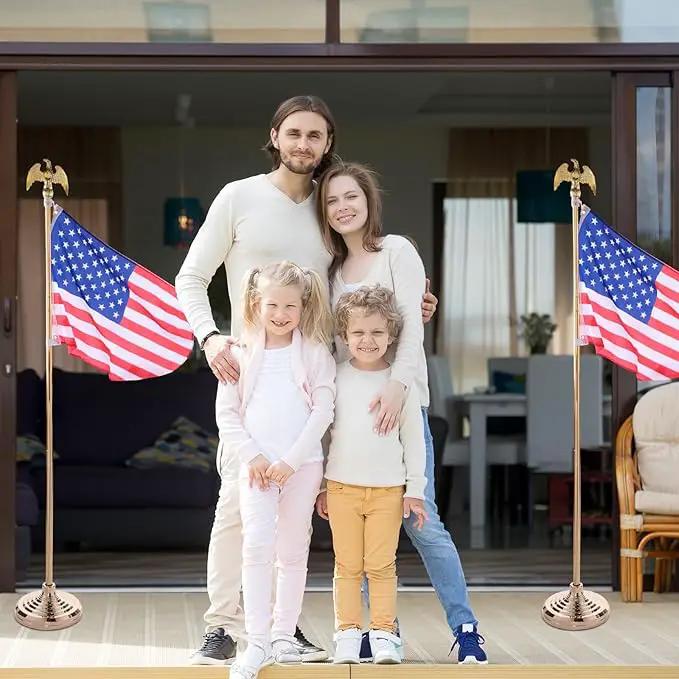 Leinuosen 4 Pcs Flag Holder Stand FlagPole Stand Flag Pole Base for Indoor Outdoor 1.3/1.1 Inch Diameter Flagpole Garden House Classroom Churches Meeting Party Flags Banner(Gold) by GreenHaven Gardens