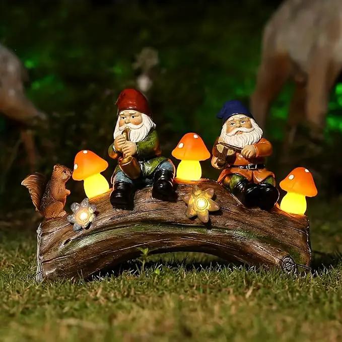 Funny Garden Gnome Statue Solar Powered Mushroom Figurine with Squirrel Gnome Durable Resin Outdoor Decoration for Patio Yard Lawn Ornament Housewarming Gift by GreenHaven Gardens