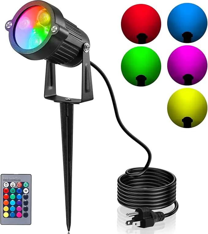 OurLeeme Lawn Flood Light Stake, 2-in-1 Waterproof Outdoor Remote Control Landscape Lighting Spotlight Wall Light for Yard Garden Driveway Pathway Pool by GreenHaven Gardens