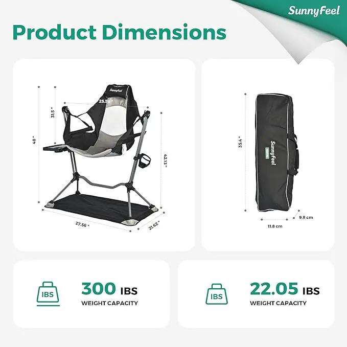SUNNYFEEL Hammock Camping Chair, Oversized Swinging Camping Chair, Portable Hammock Chairs with Cup Holder, Beach Mat, MAX 300lbs Heavy Duty for Outdoor Travel Lawn Backyard Beach (Black) by GreenHaven Gardens
