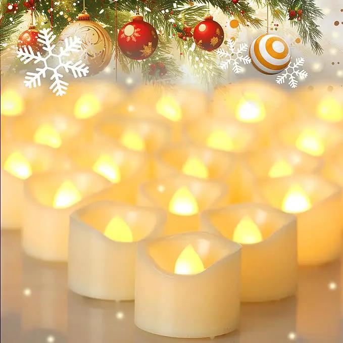 CANDLE CHOICE Battery Operated Flameless Tea Lights Realistic Flickering Long Lasting LED Votive Tealight Candles for Halloween Thanksgiving Christmas Wedding Decorations Battery Included 24 Pack by GreenHaven Gardens