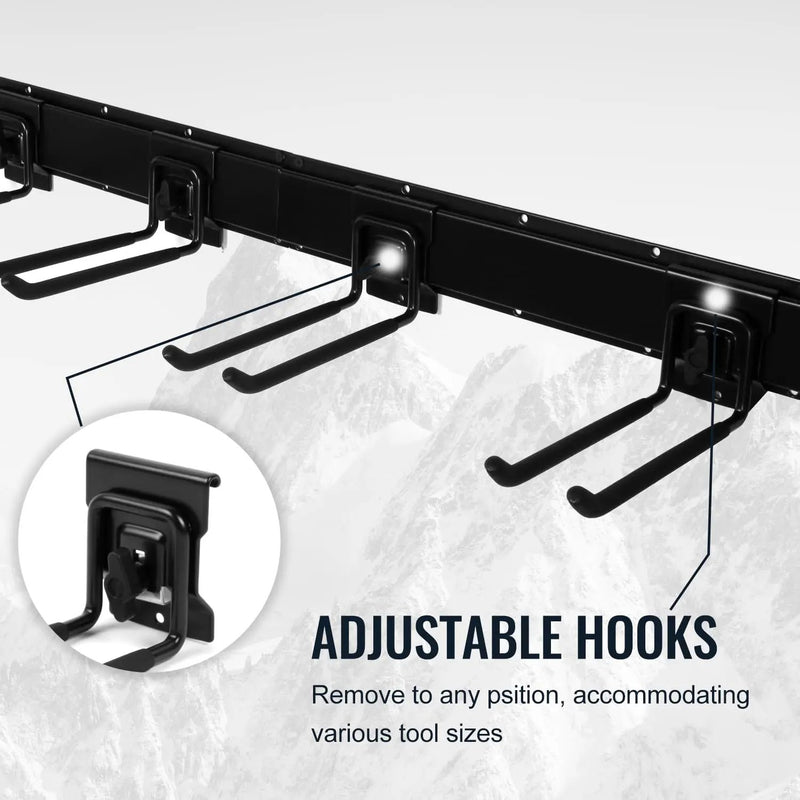 Locking Garden Tool Organizer, Garage Organization Wall Mount Storage Rack, Heavy Duty Metal Yard Tool Organizer, Adjustable Hanging Hooks, Hold Up to 420lbs (48Inch Black) by GreenHaven Gardens