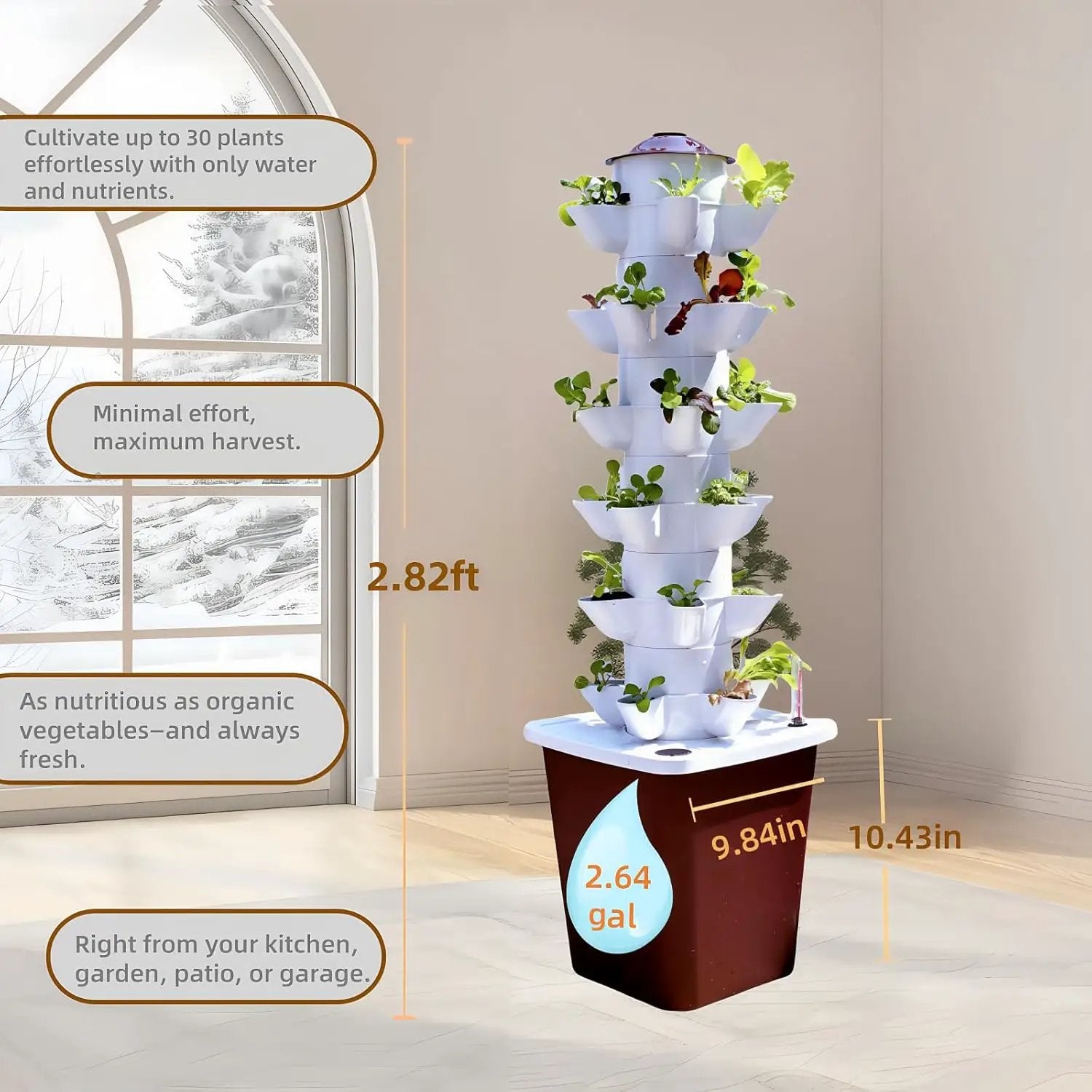 Hydroponics Growing System kit, Vertical hydroponic Garden ，Outdoor Indoor hydroponics Growing System，Lettuce Grow Tower,Pump System, Auto Timer, 30 Pods,Gardening Gift by GreenHaven Gardens