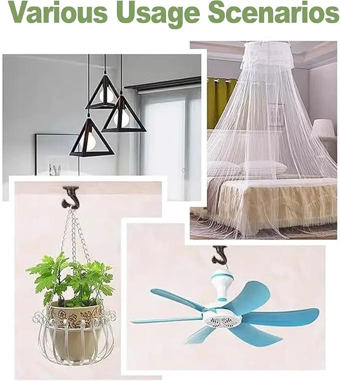 Ceiling Swag Hook Sets - Heavy Duty Hooks with Mounting Hardware for Hanging Plant, Ceiling or Extender Chains - Easy Install with Screws/Brackets by GreenHaven Gardens