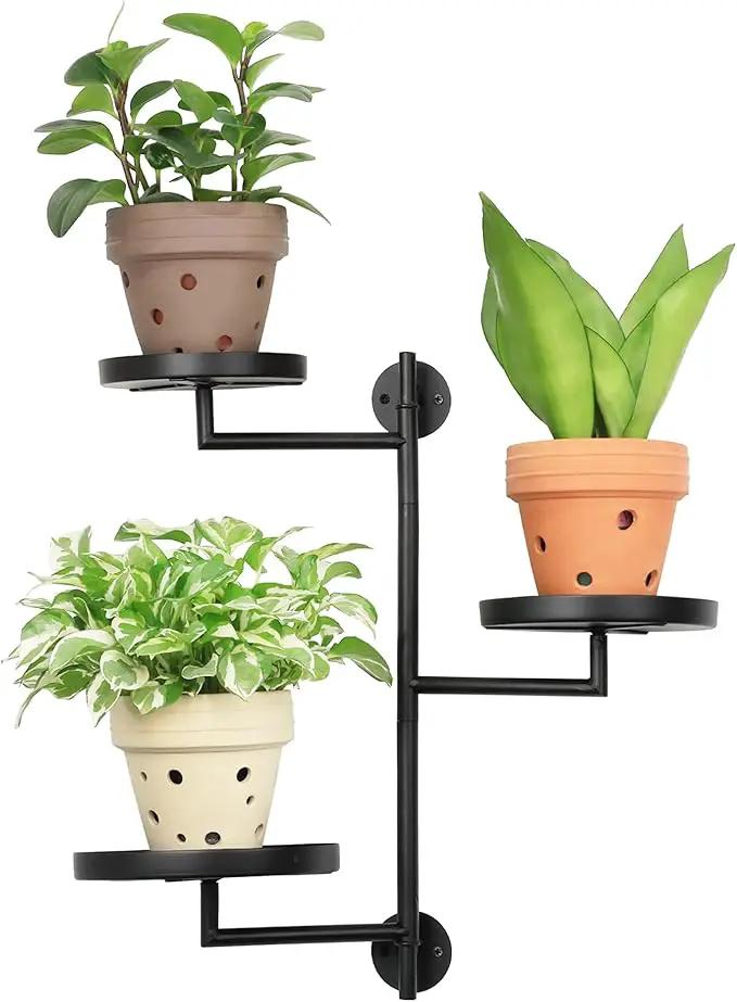 Rotating Window Wall Plant Shelves Stand Holder, 3 Tiered Metal Floating Plant Shelf Hanger Indoor , Window Sill Gifts by GreenHaven Gardens