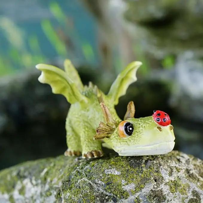 Top Collection 4414 Miniature Fairy Garden & Terrarium Mini Dragon Playing with Ladybug Statue, Small by GreenHaven Gardens