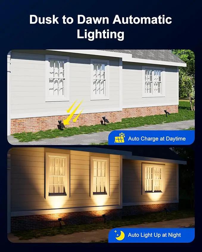 2 Pack Solar Spotlights Outdoor Waterproof for Flag, Tree, Statue, Wooden Sign, Plant Pot, Bright LED Outside Landscape Flood Lamp for Decoration Uplighting Yard, Garden, House, Walkway, Ground, Fence by GreenHaven Gardens