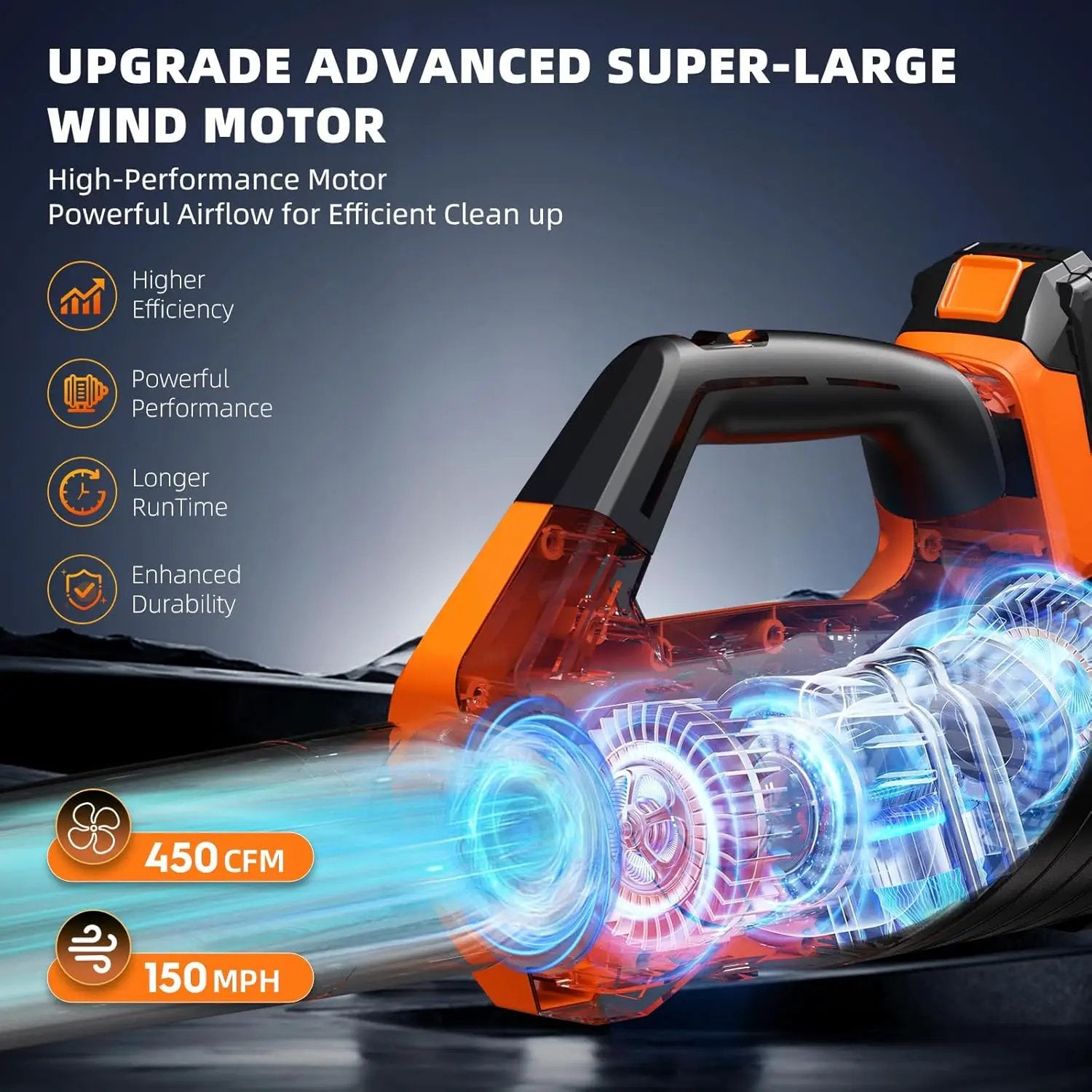 2025 Upgrade Leaf Blower, Leaf Blower Cordless with 2 * 2.6AH Batteries and Fast Charger, 450CFM &150MPH and 2 Speed Mode, Lightweight Electric Leaf Blowers for Lawn,Yard, Leaves, Dust,Snow Care by GreenHaven Gardens