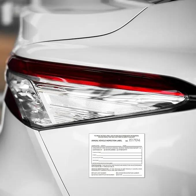 Annual Vehicle Inspection Label 50 Pack Interior Vehicle Inspection 2-Ply Adhesive Vinyl with Mylar Laminate 5" x 4" Meet DOT Requirements by GreenHaven Gardens