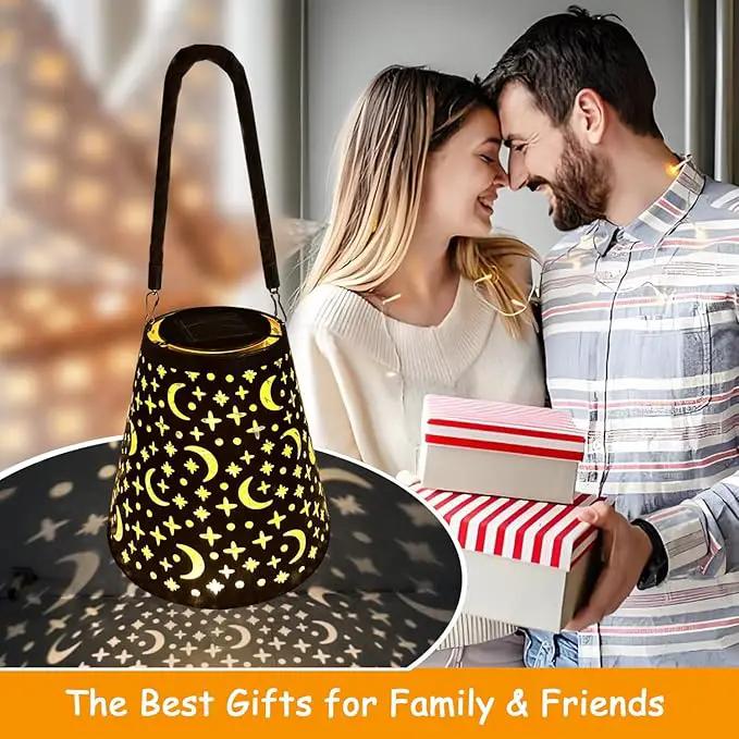 Hanging Solar Lanterns Outdoor Waterproof Star Moon Solar Lights Metal Outdoor Decor, LED Decorative Solar Garden Lights for Garden, Backyard, Tree, Porch(1 Pack) by GreenHaven Gardens