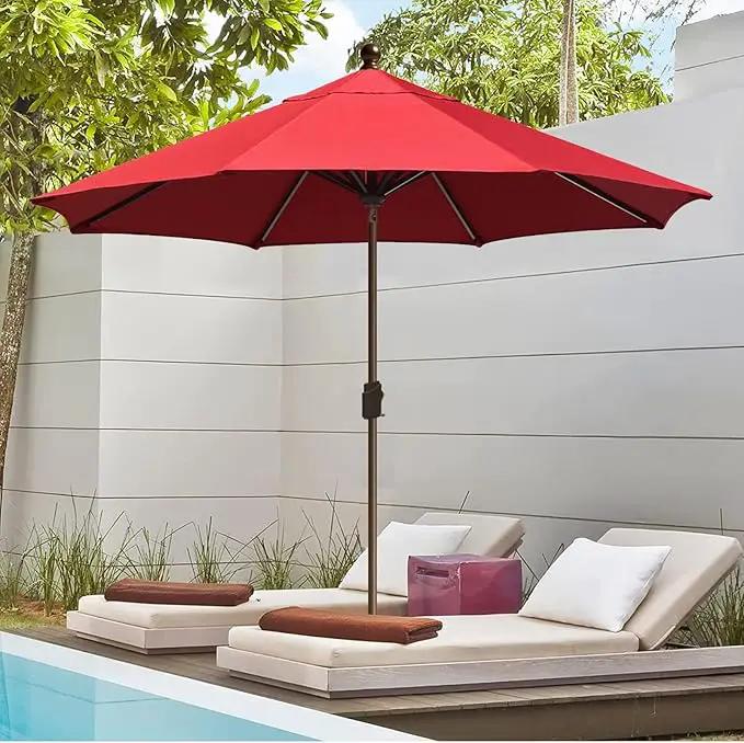 EliteShade USA 10-Year-Non-Fading 10Ft Market Umbrella Patio Umbrella Outdoor Table Umbrella with Ventilation, Logo Red by GreenHaven Gardens