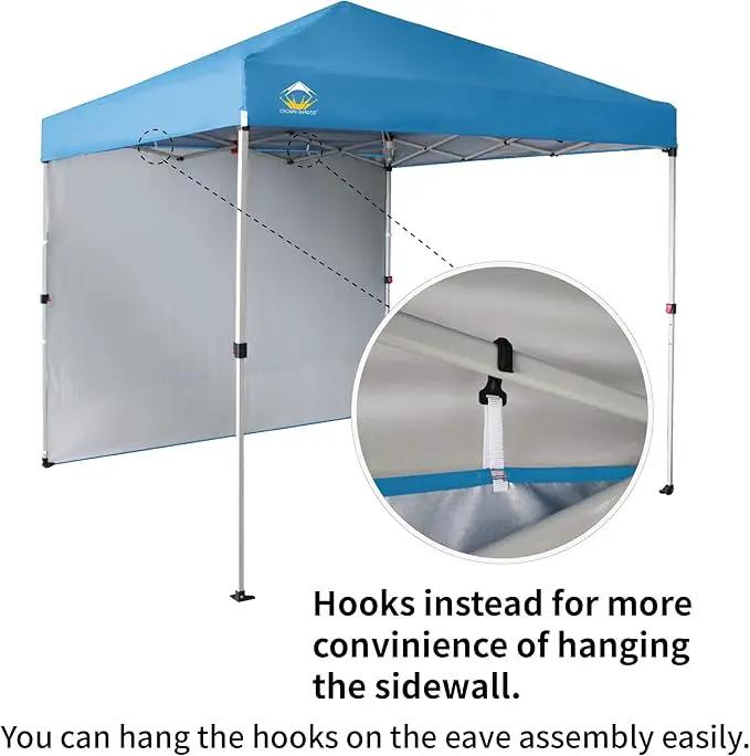 CROWN SHADES 8x8 Pop Up Canopy with 1 Side Wall - Beach Tent with One Push Setup - Outdoor Sun Shade for Events, Parties, Camping - Gazebo with STO-N-Go Cover Bag (Sky Blue) by GreenHaven Gardens
