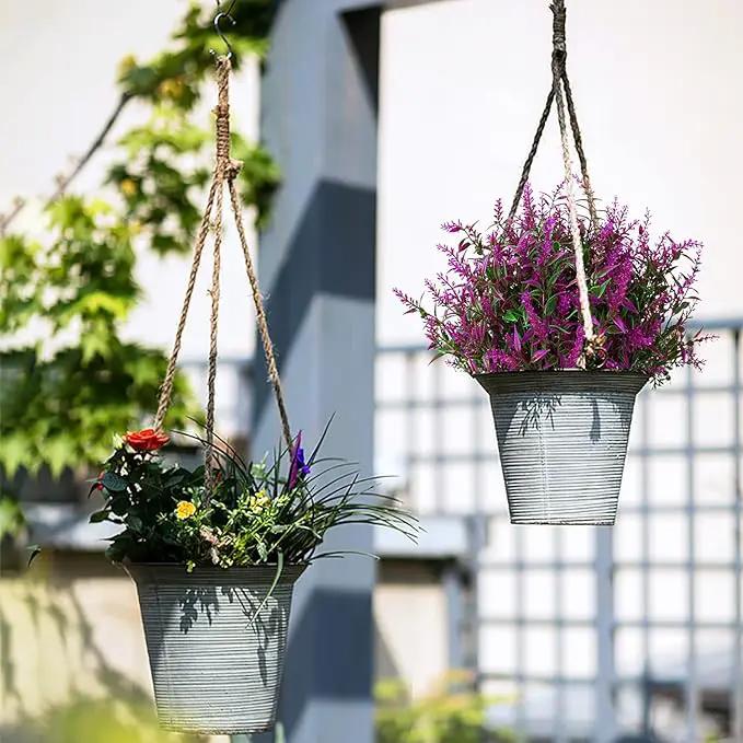 8 Pack Artificial Plants Flowers Grass Shrubs Lavender No Fade Faux Plastic Flowers Outdoor for Farmhouse Garden Porch Patio Indoor Wedding Decoration Greenery Fake Plants uv Resistant by GreenHaven Gardens