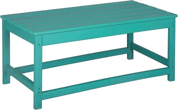 WO Home Furniture Adirondack Chairs Table Set of 3 PCS Outdoor Folding Chairs Coffee Table Weather/UV Resistant for Lawn, Garden, Bon Fire, Balcony (Turquoise) by GreenHaven Gardens