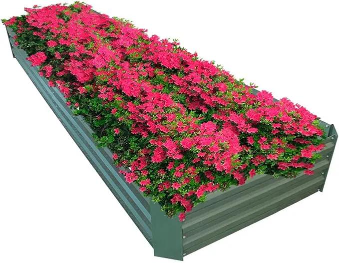 8x2x1ft Metal Raised Garden Bed Kit，Galvanized Garden Bed Box for Vegetables, Flowers, Herbs, and Succulents,120 Gallon Capacity - Green by GreenHaven Gardens