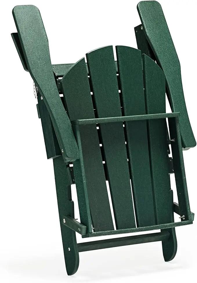 WO Home Furniture Adirondack Chairs Table Set of 3 PCS Outdoor Folding Chairs Side End Table Weather/UV Resistant for Lawn, Garden, Bon Fire, Balcony (Dark Green) by GreenHaven Gardens