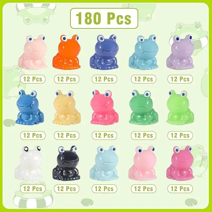180Pcs Mini Resin Frog Garden Decor Cute Green Figurines Miniature Tiny Frogs Fairy Animals Moss DIY Charms Landscape Aquarium Dollhouse Birthday Gift Party School Ornament Potted Plant Toy by GreenHaven Gardens