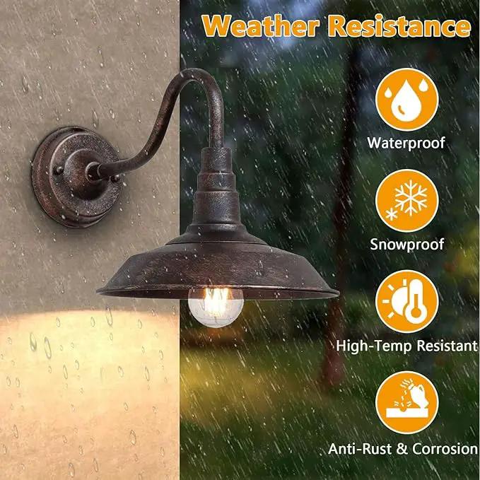 Outdoor Wall Light, 9.8" Iron Art Gooseneck Wall Lanterns, E26 Retro Barn Lights, Indoor and Outdoor Wall Mounted Lighting Waterproof Wall Sconce Light, for Porch, Garage by GreenHaven Gardens