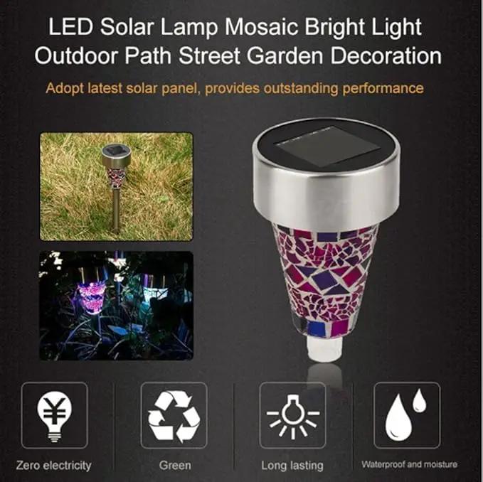 SUNWIND Solar Garden Lights Outdoor Decorative Mosaic Glass Pathway Lights White LED Solar Landscape Lights Waterproof for Lawn Path Patio Yard Walkway by GreenHaven Gardens