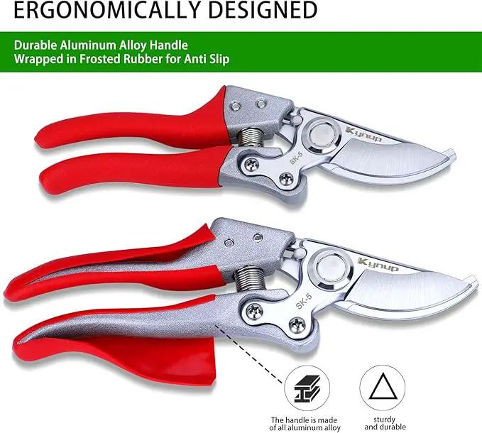 Kynup Pruning Shears, Gardening Scissors, Pruners for Gardening, Garden Grass Clippers Hand Hedge Shears, Heavy Duty Garden Tools(Red) by GreenHaven Gardens
