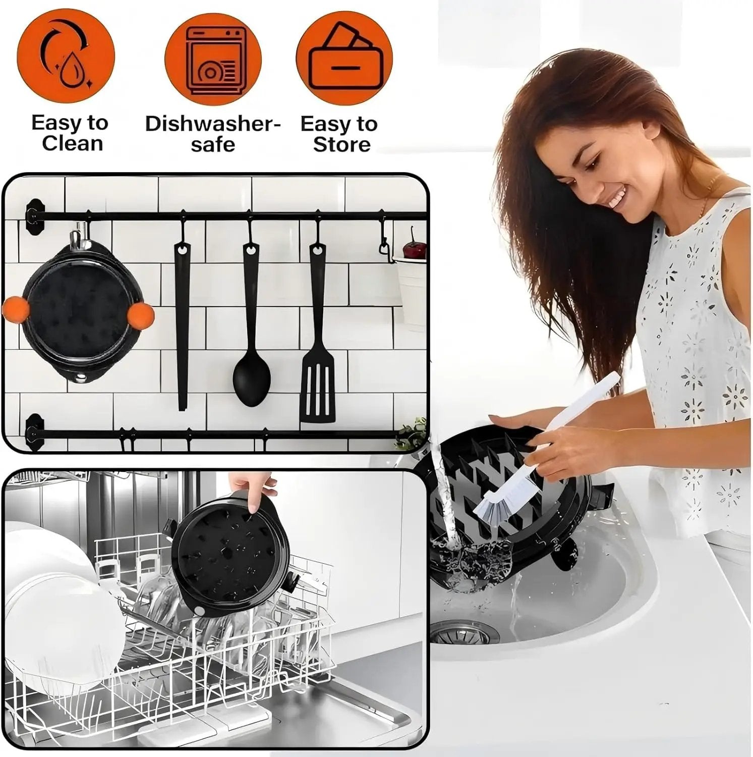 Chicken Shredder Meat Shredder Tool Twist Chicken Breast Shredder Large-Shredding Tools Chicken Breast, Pulled Pork, Beef with Stainless Steel Spikes (Orange & Black) by GreenHaven Gardens