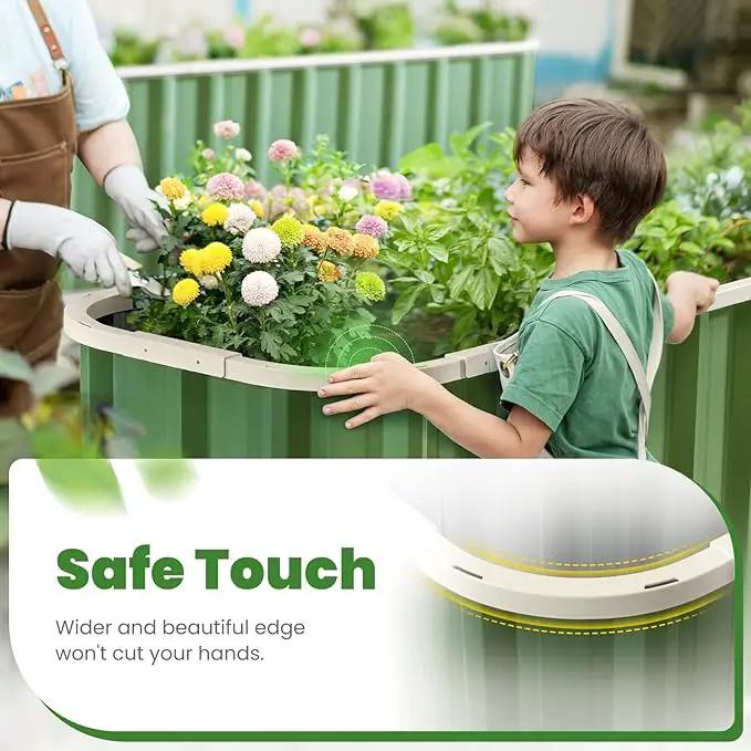 KING BIRD Raised Garden Bed Quick-Install Galvanized Planter Garden Box Outdoor for Gardening, Vegetables, Flowers 7.2x1.7x1 Ft, Green by GreenHaven Gardens