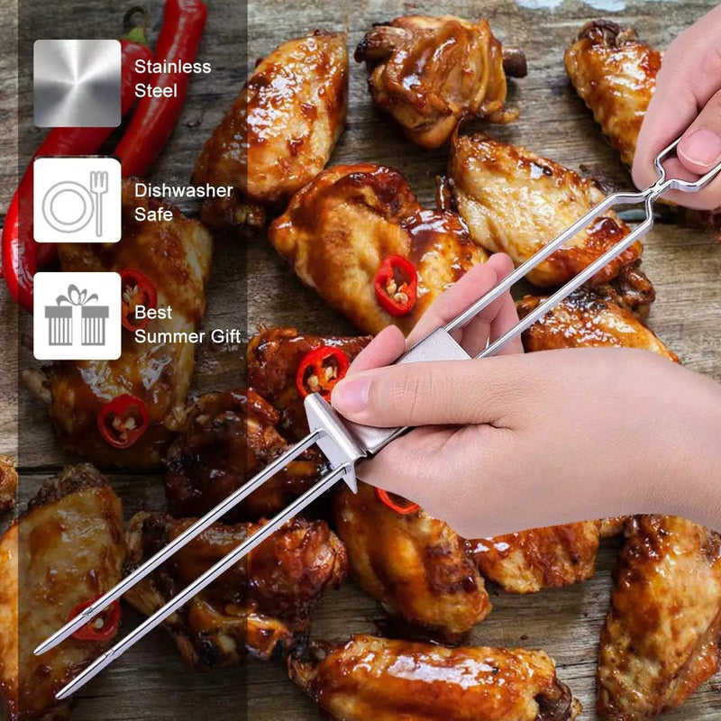 CMYK Barbecue Skewers, 6-Pack 13" Stainless Steel Grilling Skewers with Slider, Reusable Metal BBQ Shish Kabob Skewers Sticks by GreenHaven Gardens