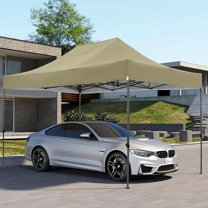COBIZI 10x15 Heavy Duty Pop up Canopy Tent with 4 sidewalls Commercial Outdoor Canopy Wedding Party Tents for Wedding All Season Wind & Waterproof Gazebo with Carry Bag, Khaki(Frame Thickened) by GreenHaven Gardens