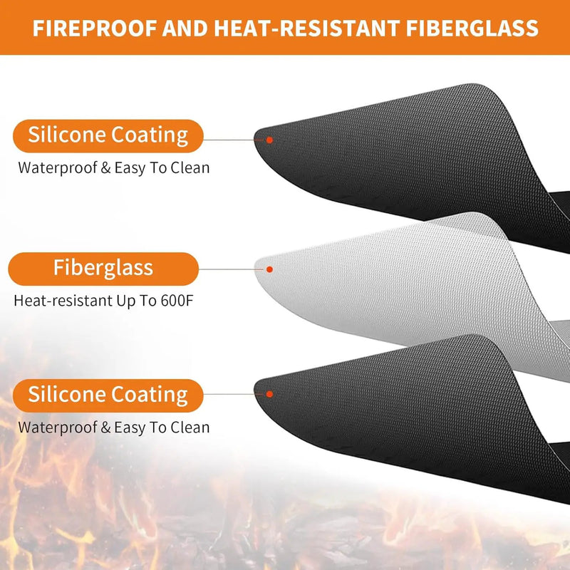 Heat Resistant Grill Mat, 15 x 18 inches Double-sided fireproof and waterproof BBQ protection mat Multi-Purpose for Grills Pizza Ovens Smokers Black by GreenHaven Gardens