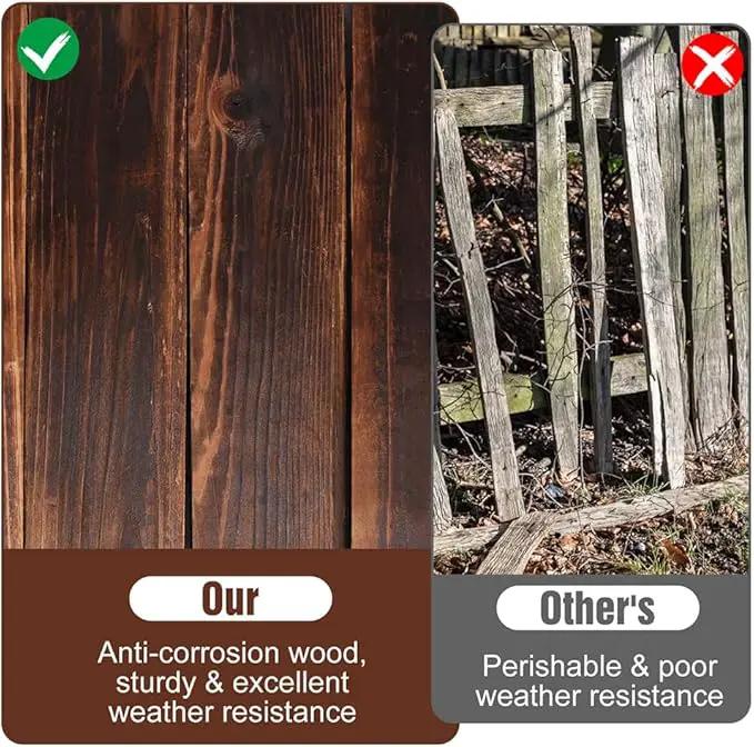 2 Pack Garden Wooden Fence Anti-Corrosive Outdoor Landscape Edging Flexible Decorative Border with a Pair of Gloves for Garden Yard Flower Tree Fence - 7.9'' H x 47'' L by GreenHaven Gardens